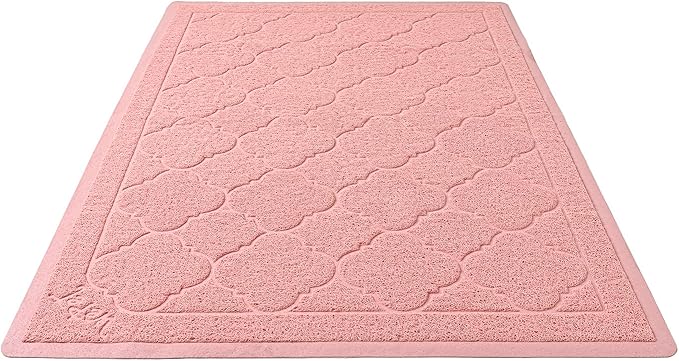 WePet Cat Litter Box Mat, Kitty Premium PVC Pad, Durable Trapping Rug, Phthalate Free, Urine-Resistant, Scatter Control, XXL 47 x 36 Inch, Baby Pink