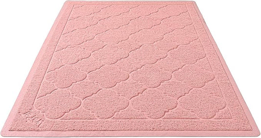 WePet Cat Litter Box Mat, Kitty Premium PVC Pad, Durable Trapping Rug, Phthalate Free, Urine-Resistant, Scatter Control, XXL 47 x 36 Inch, Baby Pink