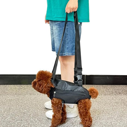 Pet Dog Carrier Backpack, Portable Breathable Mesh Chest Carrier, Polyester Woven Double Shoulder Pet Bag for Outdoor Adventures (Black, Medium)