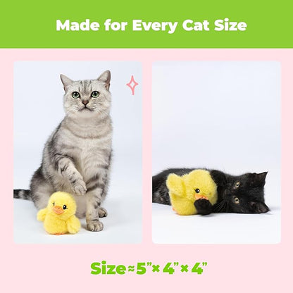 Catify by Best Pet Supplies Interactive Cat Toys – Plush, Motion-Activated & Squeaking Toys with Premium North American Catnip for Indoor Cats & Kittens - Duckling, Yellow