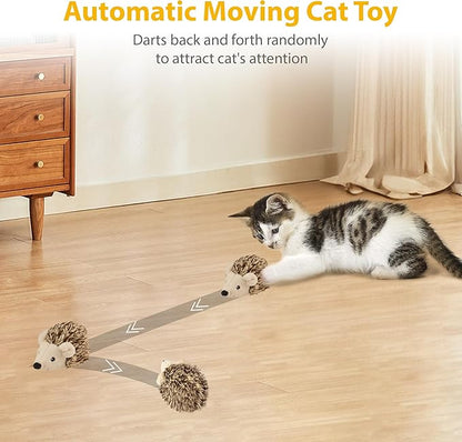 Gigwi Interactive Moving Cat Toy, Automatic Squeaky Cat Toy Hedgehog Design for Indoor Self Play, Upgraded 500mAh USB Rechargeable Electronic Pet Chase Toy for Exercise
