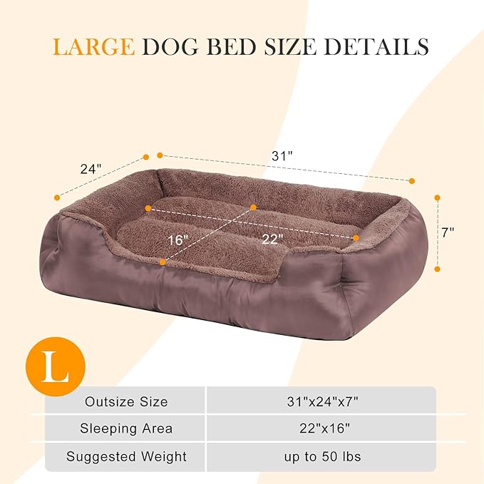 Dog Bed for Medium Dogs, Durable Comfortable Pet Bed Up to 30/50/90/100 lbs, Self-Warming and Washable