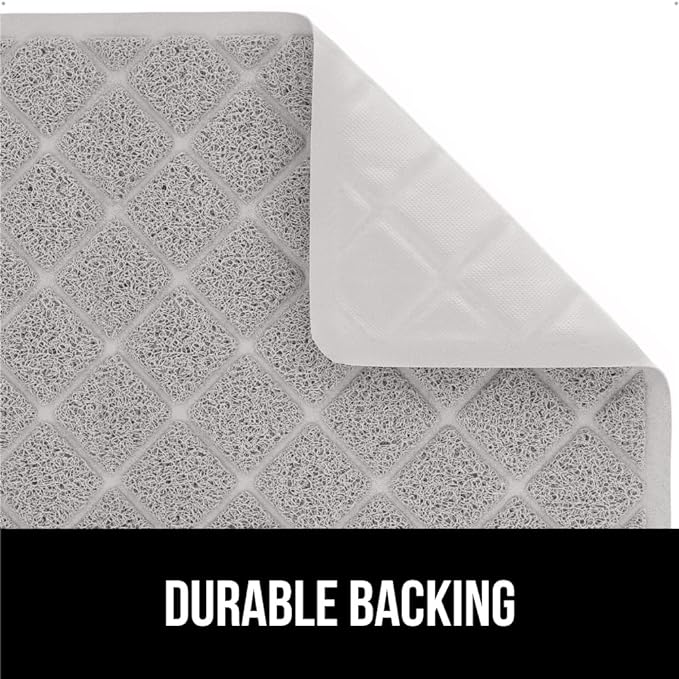 GORILLA GRIP Cat Litter Box Mat, 35x23, Water Resistant, US Designed Kitty Litter Trapping Mats, Easy to Clean, Scatter Control, Less Mess and Clean Floors, Kitten Supplies for Indoor Cats, Light Gray