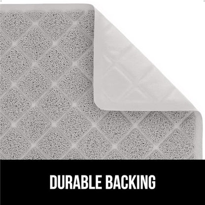 GORILLA GRIP Cat Litter Box Mat, 35x23, Water Resistant, US Designed Kitty Litter Trapping Mats, Easy to Clean, Scatter Control, Less Mess and Clean Floors, Kitten Supplies for Indoor Cats, Light Gray