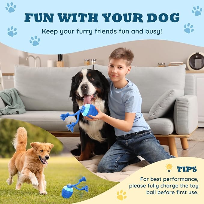 Interactive Dog Toys - 2025 Upgraded Motion Activated Balls for Medium/Large Dogs, Automatic Moving Dogs Toy Wicked Ball for Boredom, Interactive Dog Ball to Keep Them Busy(Blue)