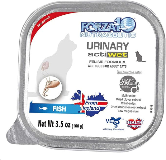 Forza10 Urinary Tract Cat Food Wet – Fish Flavor UTI Support, Cat Food for Urinary Tract Health, 3.5 oz Cans, 32 Pack Case, Vet Formulated, Made in Italy