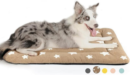 Mora Pets Dog Crate Pad Dog Kennel Bed Mat for Large Dogs Washable Cute Star Pet Bed for 36 inch Cage Ultra Soft Flat Puppy Cat Cushion for Cozy Sleeping Anti-Slip Brown 36 x 23