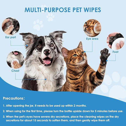 Pet Eye Wipes for Dogs Cats 120PCS, Dog Eye Wipes for Remove Eye Discharge and Crust Coconut Oil Non-Irritating Gentle Reduce Tear Stains Pet Cleaning Grooming Wipes for Eyes Face