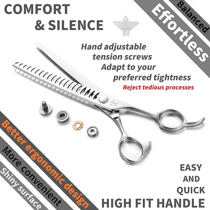 High-end Professional Dog Grooming Thinning Scissors Teeth Cutting Blending Shears Pet Texturizing Shears 7.5 Inch Extremely Very Sharp Stainless Steel Alloy For Cat Other Animals Groomer