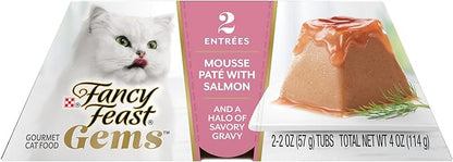 Fancy Feast Gems Pate Cat Food Mousse With Salmon and a Halo of Savory Gravy Cat Food - (Pack of 8) 4 oz. Boxes
