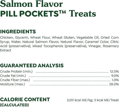 Greenies Feline Pill Pockets for Cats Natural Soft Cat Treats, Salmon Flavor, 3 oz. Pouch (85 Treats)