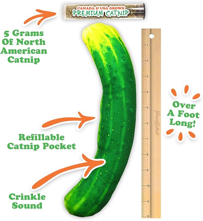 Meowijuana Pickle Bundle | Get Kickin' Refillable Spicy Pickle Toy and Meowi-Waui Catnip | Promotes Play and Cat Health | Includes North American Organic Catnip
