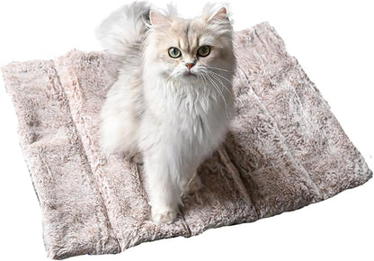 Small Rectangular Beige Cat and Dog Bed - Relieves and Preserves Joints - Reversible Summer/Winter mat and Easy to Carry - Machine Washable and Does Not Deform