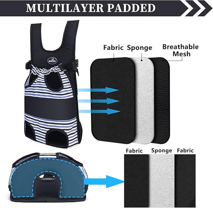 Pet Carrier Backpack, Pet Front Dog Carrier Backpacks, Adjustable Pet Front Cat Dog Carrier Backpack Travel Bag, Legs Out, Easy-Fit for Traveling Hiking Camping for Small Cats Dogs