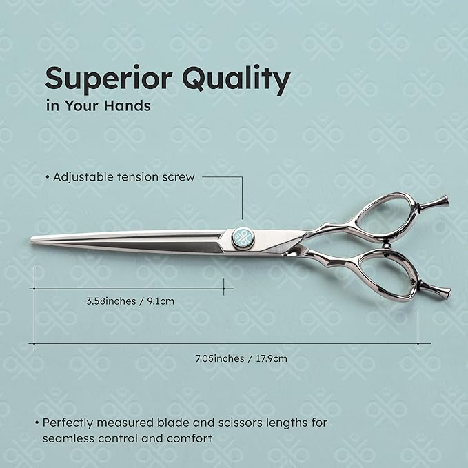 7” Dog Grooming Scissors with Sawtooth Blade ｜ VG10 Japanese Steel Professional Pet Grooming Shears for Cats & Dogs ｜ Precise Trimming ｜ Lightweight, Ergonomic, Handcrafted Design ｜ K9 Shears