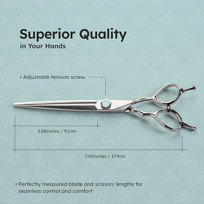 7” Dog Grooming Scissors with Sawtooth Blade ｜ VG10 Japanese Steel Professional Pet Grooming Shears for Cats & Dogs ｜ Precise Trimming ｜ Lightweight, Ergonomic, Handcrafted Design ｜ K9 Shears