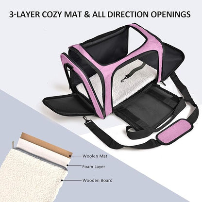 Large Cat Carriers Dog Carrier Pet Carrier for Large Cats Dogs Puppies up to 25Lbs, Big Dog Carrier Soft Sided, Collapsible Travel Puppy Carrier - Large - Pink