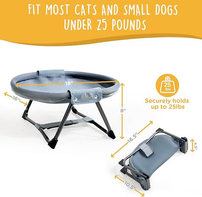 KITTY KINGDOM Elevated Cat Hammock Bed, Foldable No-Assembly Cat Bed with Breathable Mesh for Indoors and Outdoors Use, Lightweight Raised Pet Bed for Cats and Small Dogs
