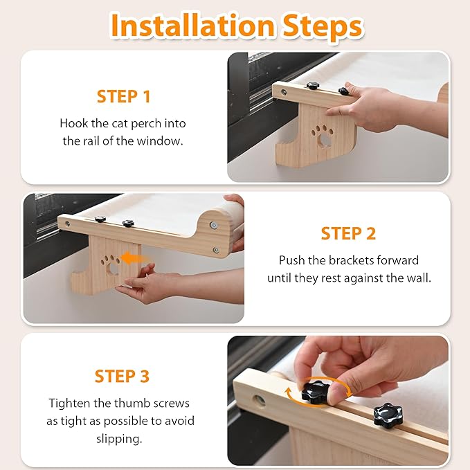 Cat Scratch Window Perch, Sturdy Cats Hammock for Window, Scratching Posts for Indoor Cats. Easy to Adjust Cat Bed for Windowsill, Bedside, Drawer and Cabinet. No Drilling Needed.