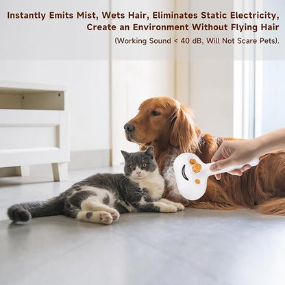 Pet Steam Brush for Dog & Cat – 3-in-1 Spray Hair Removal Comb – Steam for Shedding & Grooming – Water Brush for Long & Short Haired Pets – Spritz Defur Comb