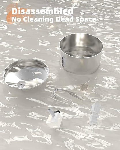 Cat Water Fountain Stainless Steel: Cat Fountain for Drinking - Automatic Pet Water Fountain for Cats Inside - 3.2L Dog Water Dispenser Cat Drinking Supplies Metal Kitty Spout Animal Waterer Bowl