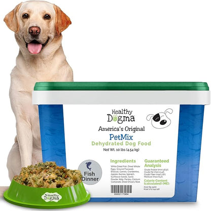 Healthy Dogma - PetMix Dehydrated Dog Food – Fish Dinner with Wild-Caught Alaskan Salmon & Whitefish – Clean Ingredient Dog Food – No Preservatives 10lbs (Bucket)