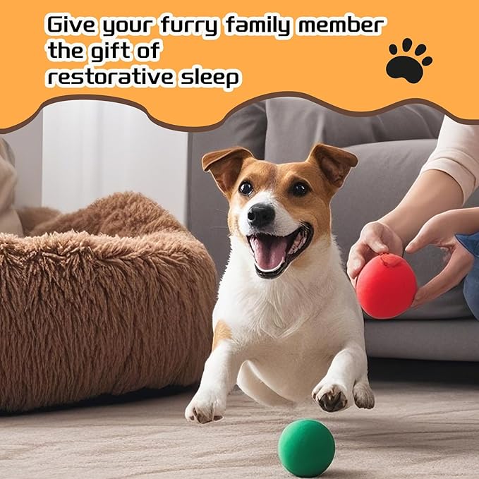 Comfort Donut Dog Bed for Small Dogs, Cat Bed & Pet Bed for Indoor Use, Medium Size with Soft Plush, Round Dog Beds for Large Dogs and Cats(Coffee, 24''Lx24''Wx8''Th)