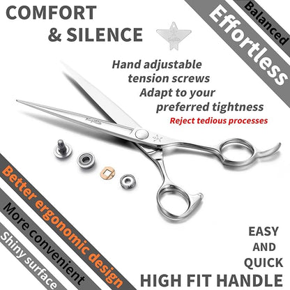 High-end Professional Dog Grooming Scissors Pet Grooming Shears 7 Inches Extremely Very Sharp Made Of Stainless Steel Alloy By Hand For Dog Cat Groomer