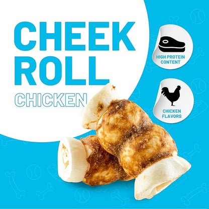 Sitka Farms Beef Cheek ROLL Chicken 5-6 Inch (10 Count) Extra Thick Dog Chew Bones No Rawhide Sourced from Free Range Grass Fed/Healthy Teeth and Gums for Small Medium and Large Dogs