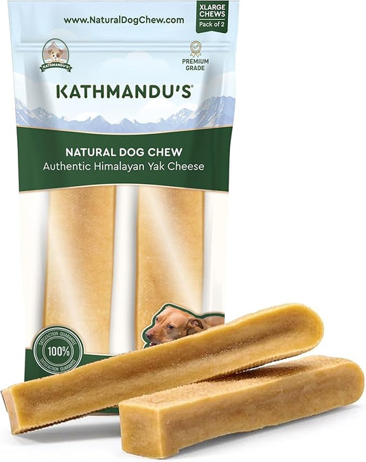 Authentic Himalayan Yak Cheese for Dogs - XLarge (Pack of 2) - Sourced from Pristine Himalayan Foothill, Rawhide-Free, NO preservatives