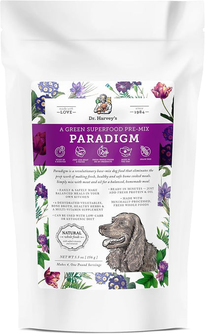 Dr. Harvey's Paradigm Green Superfood Dog Food, Human Grade Dehydrated Grain Free Base Mix for Dogs, Diabetic Low Carb Ketogenic Diet (Trial Size 5.5 oz)