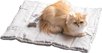 Small Rectangular Beige Cat and Dog Bed - Relieves and Preserves Joints - Reversible Summer/Winter mat and Easy to Carry - Machine Washable and Does Not Deform