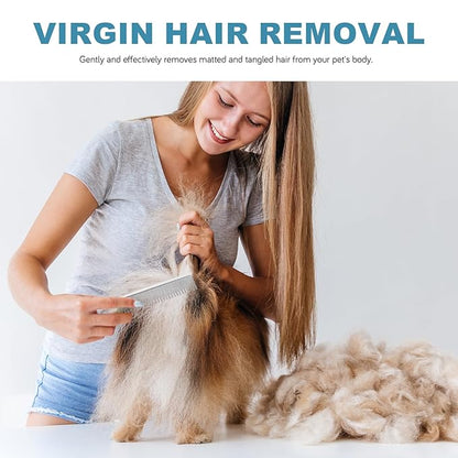 4.6 Inches Stainless Steel Pet Comb for Dogs & Cats, Metal Detangling Grooming Tool for Long & Short Haired Pets, Anti-Static Cat Comb with Rounded Teeth for Matted Fur Removal & Shedding Control