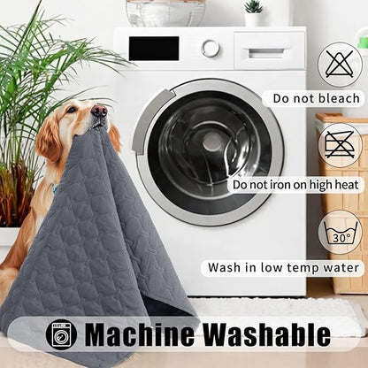 Smiry Waterproof Dog Bed Cover Blanket, Soft Reversible Pet Blanket, Washable Leakproof Cats Dogs Couch Cover for Sofa, Couch, Furniture, Plaid (82x120 Inch, Grey/Dark Grey)