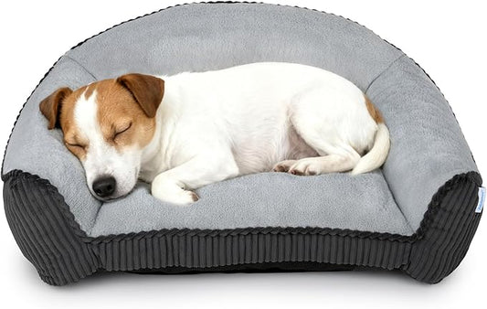 Cat Couch for Puppy, Kitten, and Small Pets - Soft Faux Rabbit Fur Pet Sofa with Washable Removable Cover, Non-Slip Fuzzy Plush Cushion, 28"X23"x10"