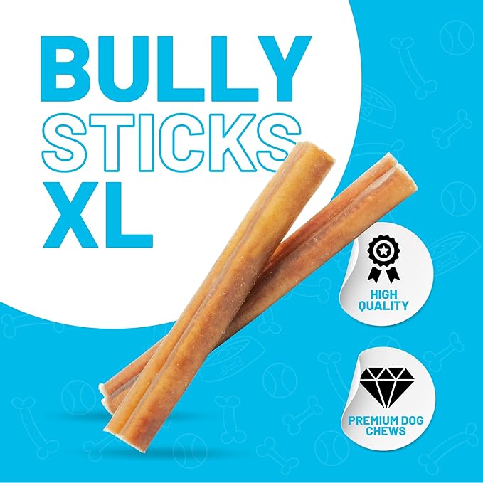 Sitka Farms Bully Sticks XL 6 inch Premium - 22 Count - Single Ingredient Treat for Small, Medium Dogs, Aggressive Chewers for Puppies - Natural Grass Fed High Protein Long Lasting Treats