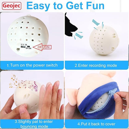 Interactive Dog Toys, 2026 New Active Moving Pet Plush Toy, Rechargeable Squeaky Dog Ball Toy with Talking Sound, Washable Cartoon Bunny Plush Toy for Dogs Puppies (Pink Bunny)