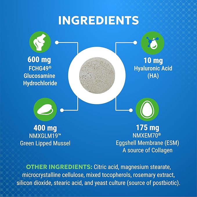 Nutramax Cosequin Elements Dog Joint Health Supplement with Glucosamine, Green Lipped Mussel, Omega-3s, Eggshell Membrane, Hyaluronic Acid, & Postbiotics, 75 Tasty Chewable Tablets for Dogs