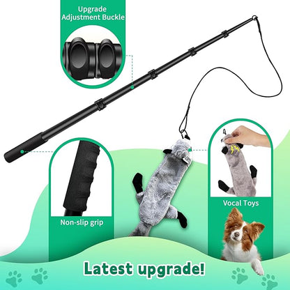 Flirt Pole for Dogs, Interactive Toys Tug-of-war for Dogs, Five-Section Retractable Adjustable Length,for Outdoor Exercise & Training for Small Medium Large Dog