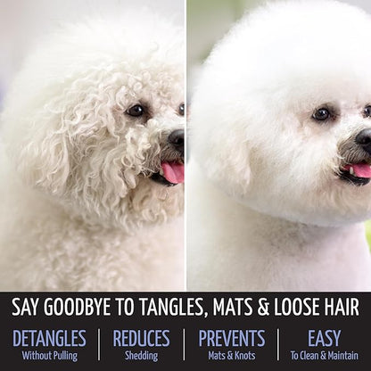 Tauro Pro Line Plastic Long & Short Hair Slicker Dog Brush for Deshedding & Detangling - Purple Slicker Brush for Dog & Cat Grooming - 0.43″ Pins, Flexible Cushion & Non-Slip Grip