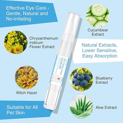 Tear Stain Remover for Dogs & Cats, Natural Gentle Pet Tear Stain Clean Pen,Effectively Cleans Tear Stains, Eye Discharge & Debris, Pefect for White Dogs