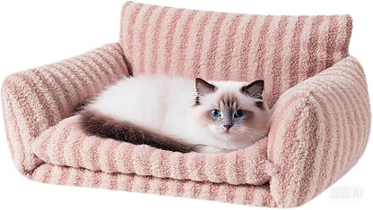 Hollypet Cat Bed Fluffy Plush Mutifuctional Double-Layer Soft Pet Couch Orthopedic Sofa Nest Beds for Small Cats and Dogs (25x20x13 inch)