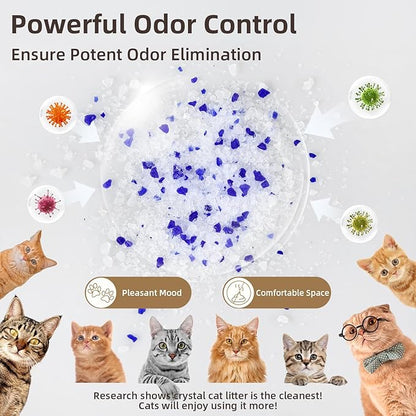 LaSyL Premium Crystal Cat Litter - 8.6 lb, Two Months Lasting - Superior Odor Control & Absorption, Non-Clumping, Low Tracking Silica Gel Safe for Pet, White & Blue (2 Bags of 4.3 lb)
