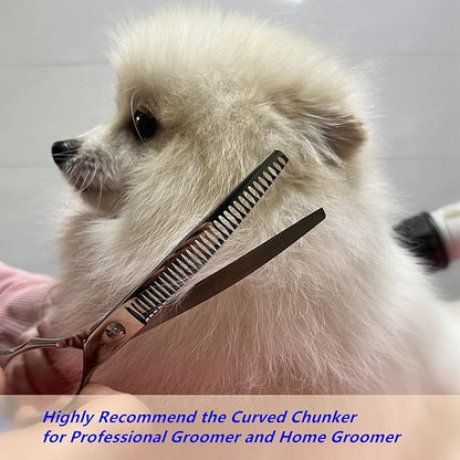 HASHIMOTO Curved Chunkers Shears Dog Grooming,Cat Curved Scissors,33 teeth,7.0 Inch,65% Thinning Rate,Light Weight. Special Designed for Pet Groomers or Family DIY Use.