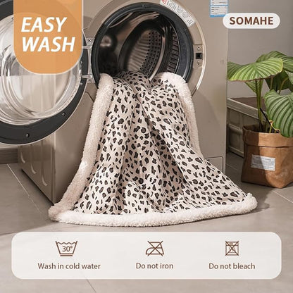 Cat Blankets for Indoor Cats Super Soft Plush Faux Fur Kitten Blankets Machine Washable Reversible Pet Throw Protector for Couch Furniture Leopard Print Blanket 28"X 22" in Green