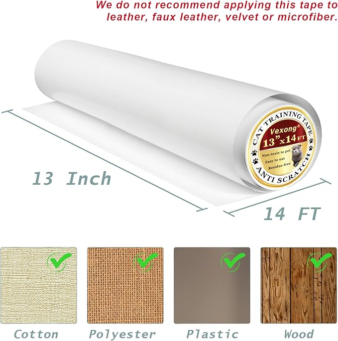 Anti Cat Scratch Furniture Protector, Thicken Couch Cover, Transparent Sticky Couch Protector for Cats and Dogs, Anti Cat Scratch Protector for Furniture Couch Door (13" X14FT)