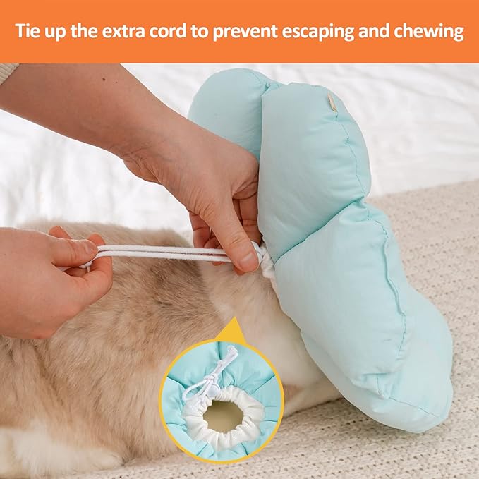 Avont Cat Cone Collar Soft, Adjustable Recovery E Collar Alternative for Cats Kittens Puppies, Elizabethan Neck Cone of Shame to Prevent Licking Biting After Surgery Protect Wounds -Blue(L)