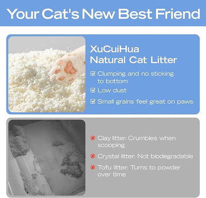 Natural Cat Litter Unscented, 100% Plant-Based, Strong Clumping Litter, Easy Scooping, Clumps Lift Cleanly, Chemical-Free, Low Dust, Corn & Cassava Litter, 16.5 LB (5.5 LB x 3 Bags)