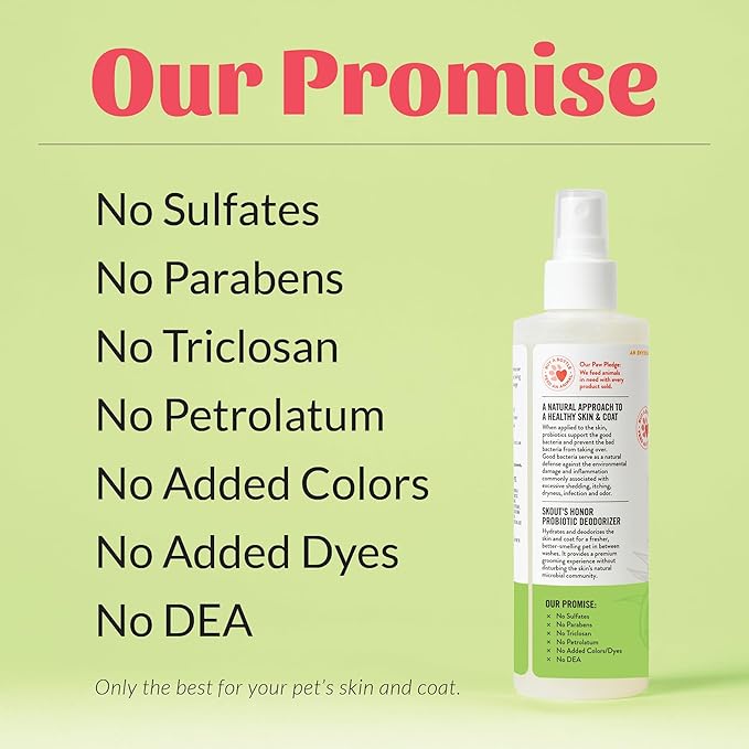 SKOUT'S HONOR Pet Deodorizer Spray- Hydrating Daily-Use with Avocado Oil & Omega-3s, Microbiome Friendly Certiified, Paraben & Sulfate-Free, 97% Natural, 8oz, Sunkissed Coconut, 2-Pack
