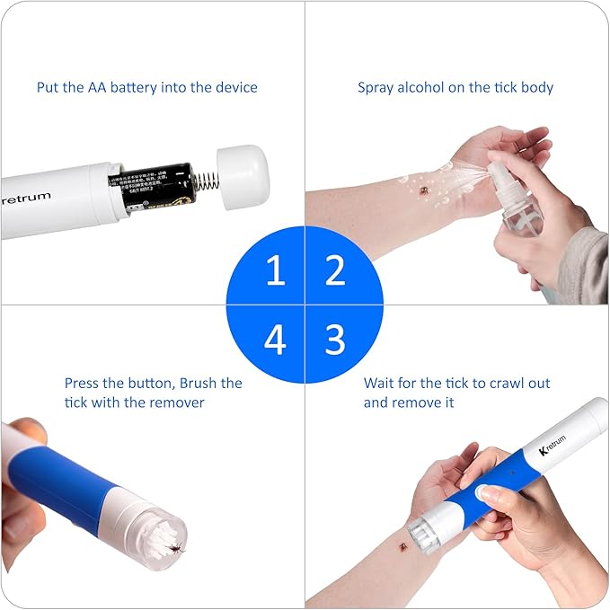 Tick Removal Tool Pen Premium Auto Tick Remover Tool for Dogs Real Pain Free Tick Removal Tool for Humans One Click to Remove Tick Intact Brush Let It Come Out on Its Own